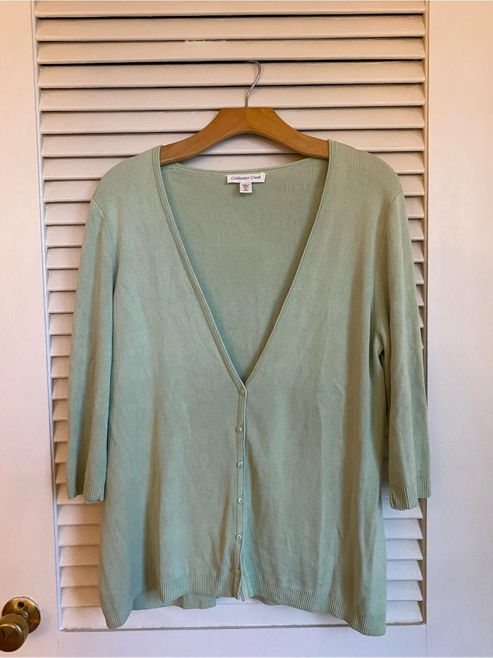 Coldwater Creek Women's Sage Green Button-Front Cardigan Sweater